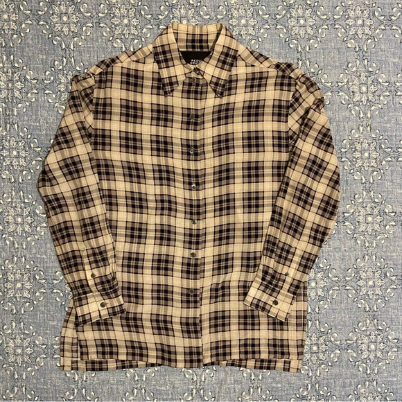 Marc Jacobs Beige and Brown Redux Grunge Silk Plaid Shirt - Picture 1 of 5